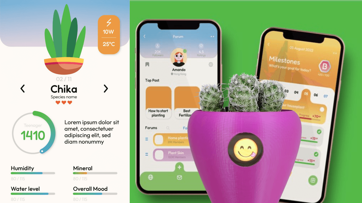 EVE Product Mockup - AI Plant Companion with app interface